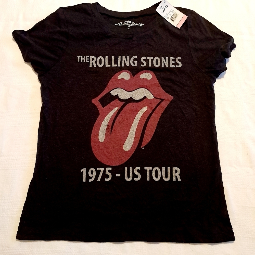 Rolling Stones women's size Large black shirt Bravado Merch 2019 NWT